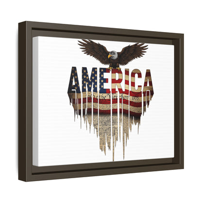 America Eagle Matte Canvas Framed Wall Art — Patriotic USA Flag Typography Print
