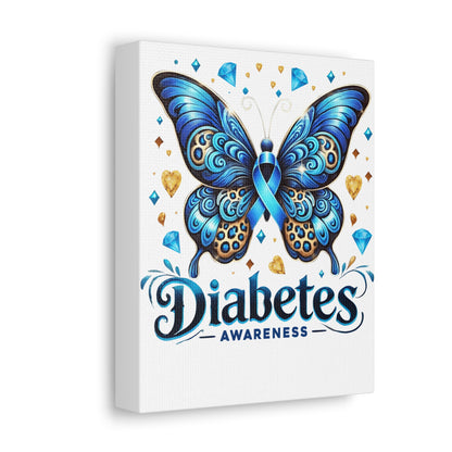 Diabetes Awareness Butterfly Stretched Canvas