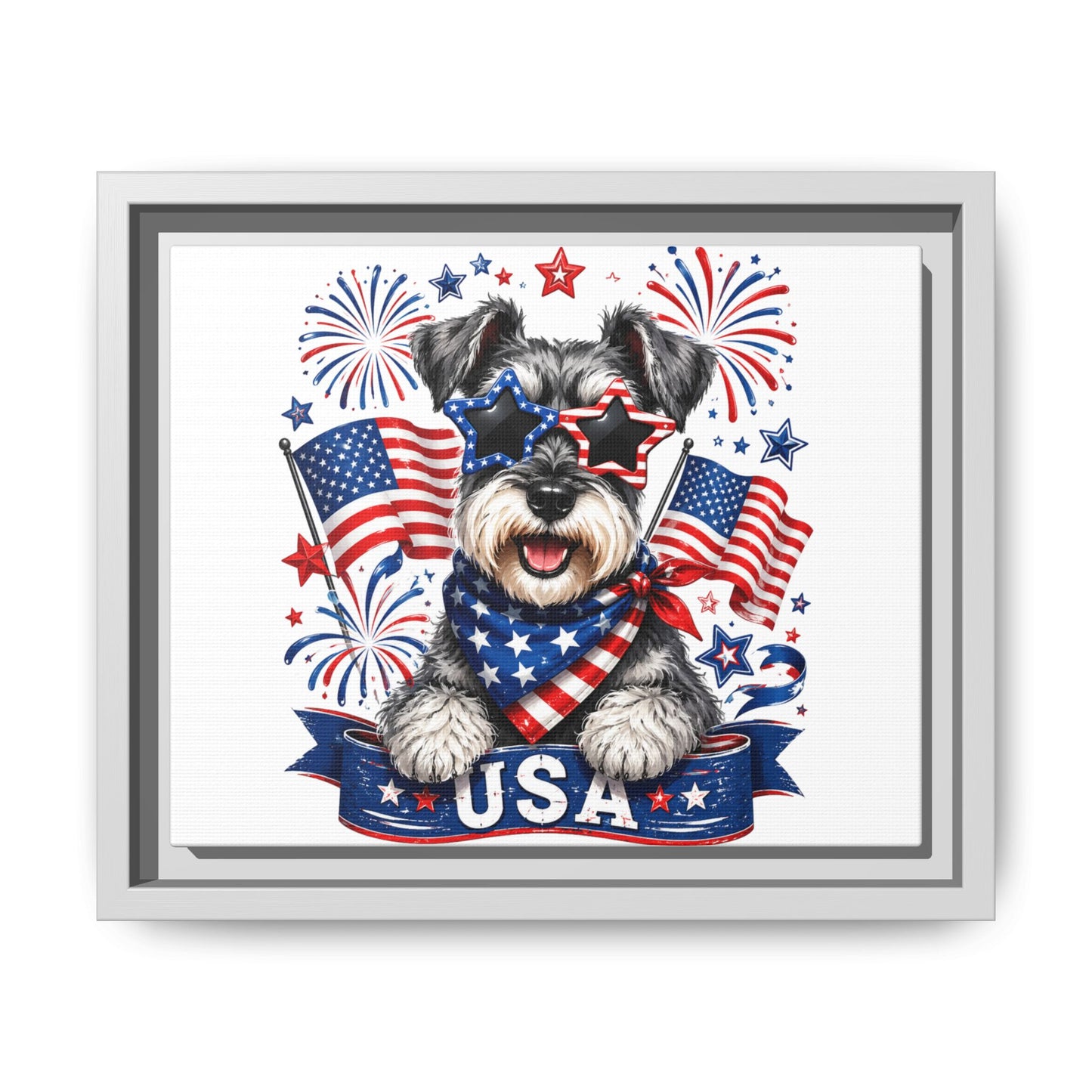 USA Patriotic Schnauzer Canvas Print — 4th of July Wall Art