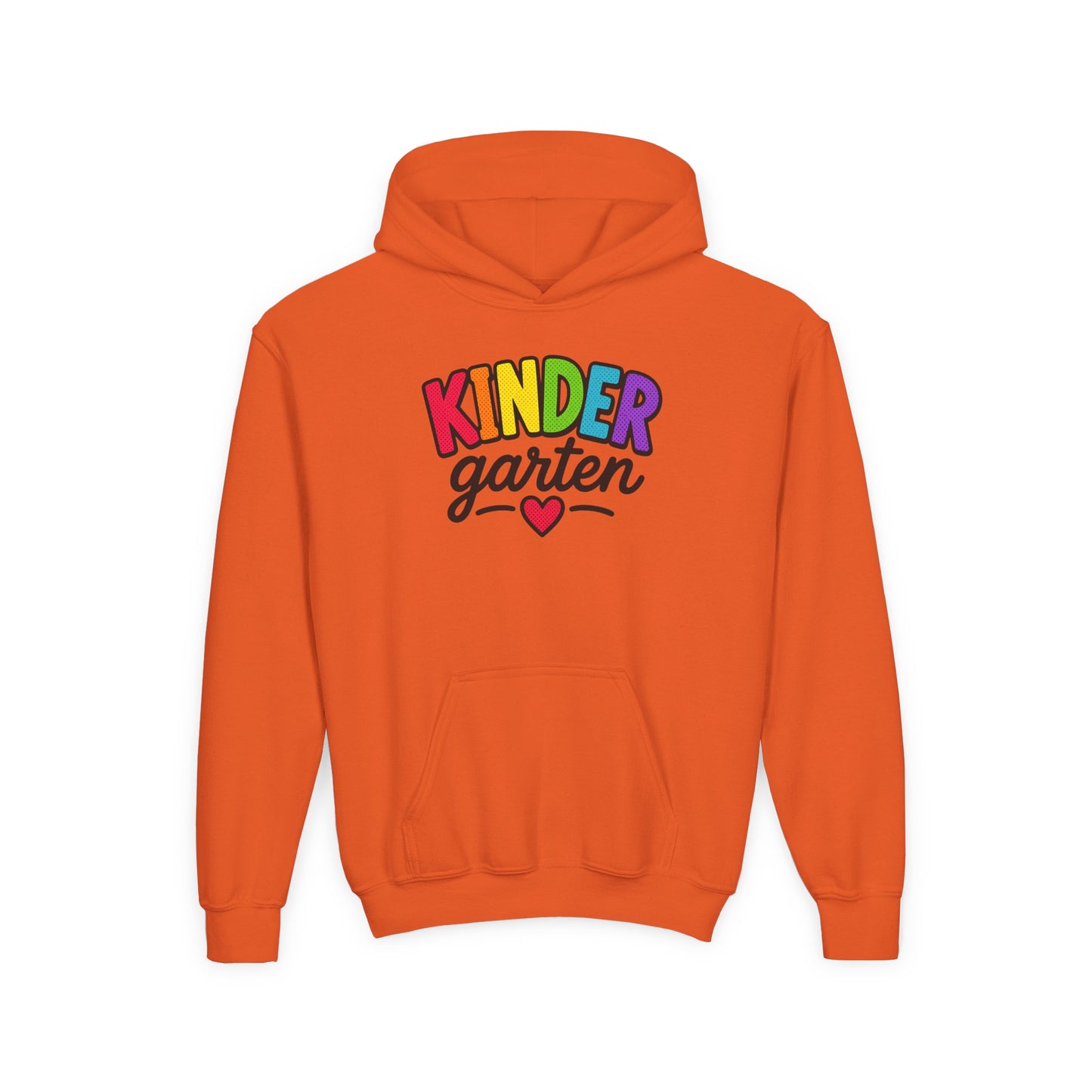 Kindergarten Kids Hoodie — Colorful Heart Graphic Back-to-School Sweatshirt