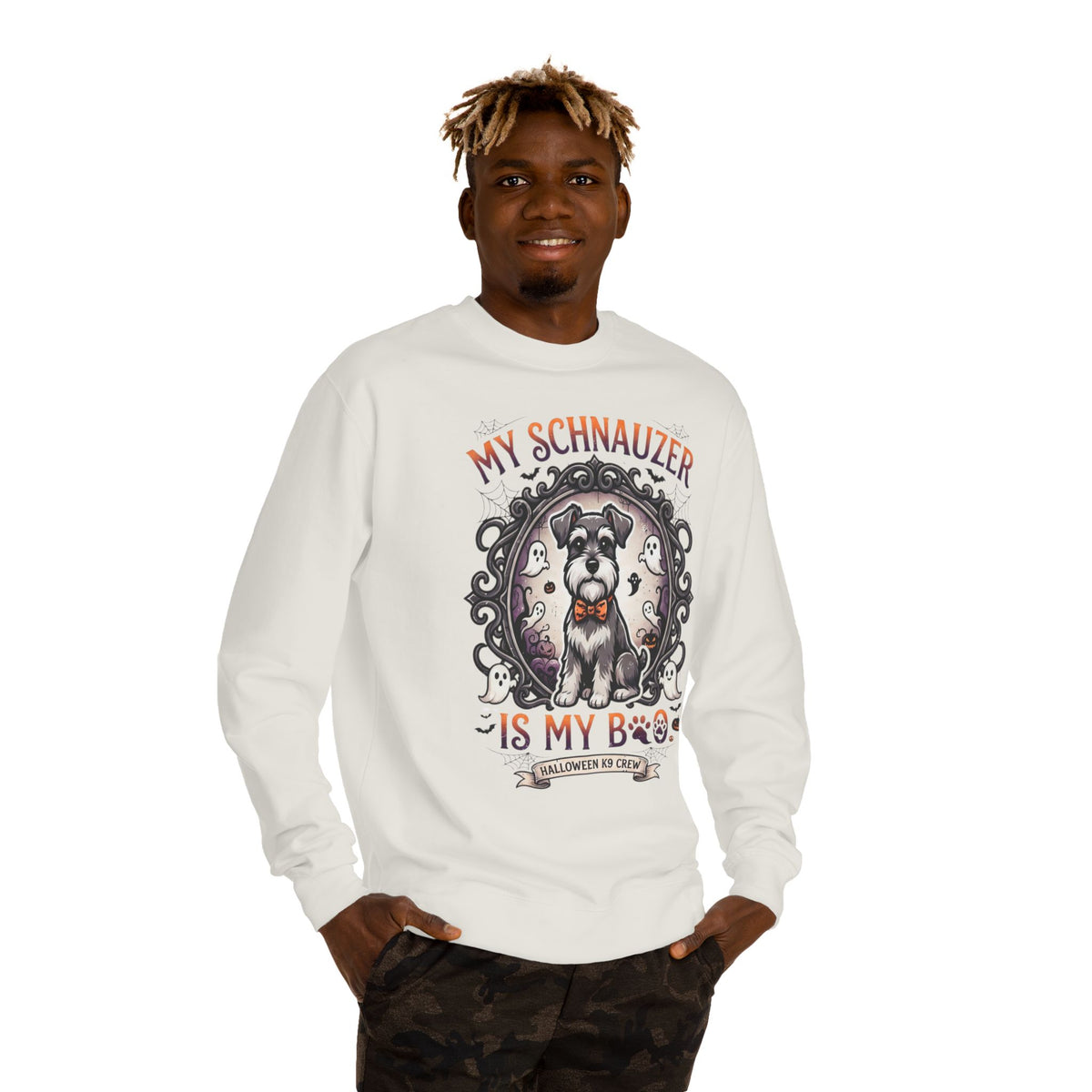 Schnauzer Sweatshirt — “My Schnauzer Is My Boo” Halloween Crewneck