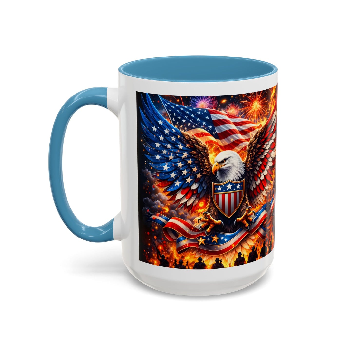 Patriotic Eagle Coffee Mug — American Flag Bald Eagle Accent Mug (11/15oz)