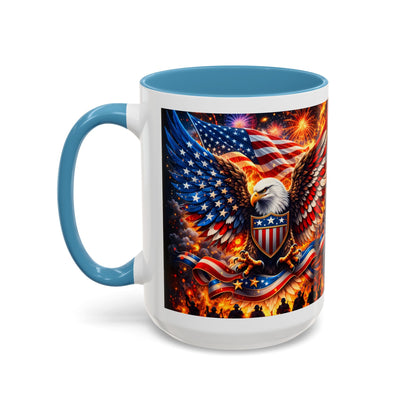 Patriotic Eagle Coffee Mug — American Flag Bald Eagle Accent Mug (11/15oz)