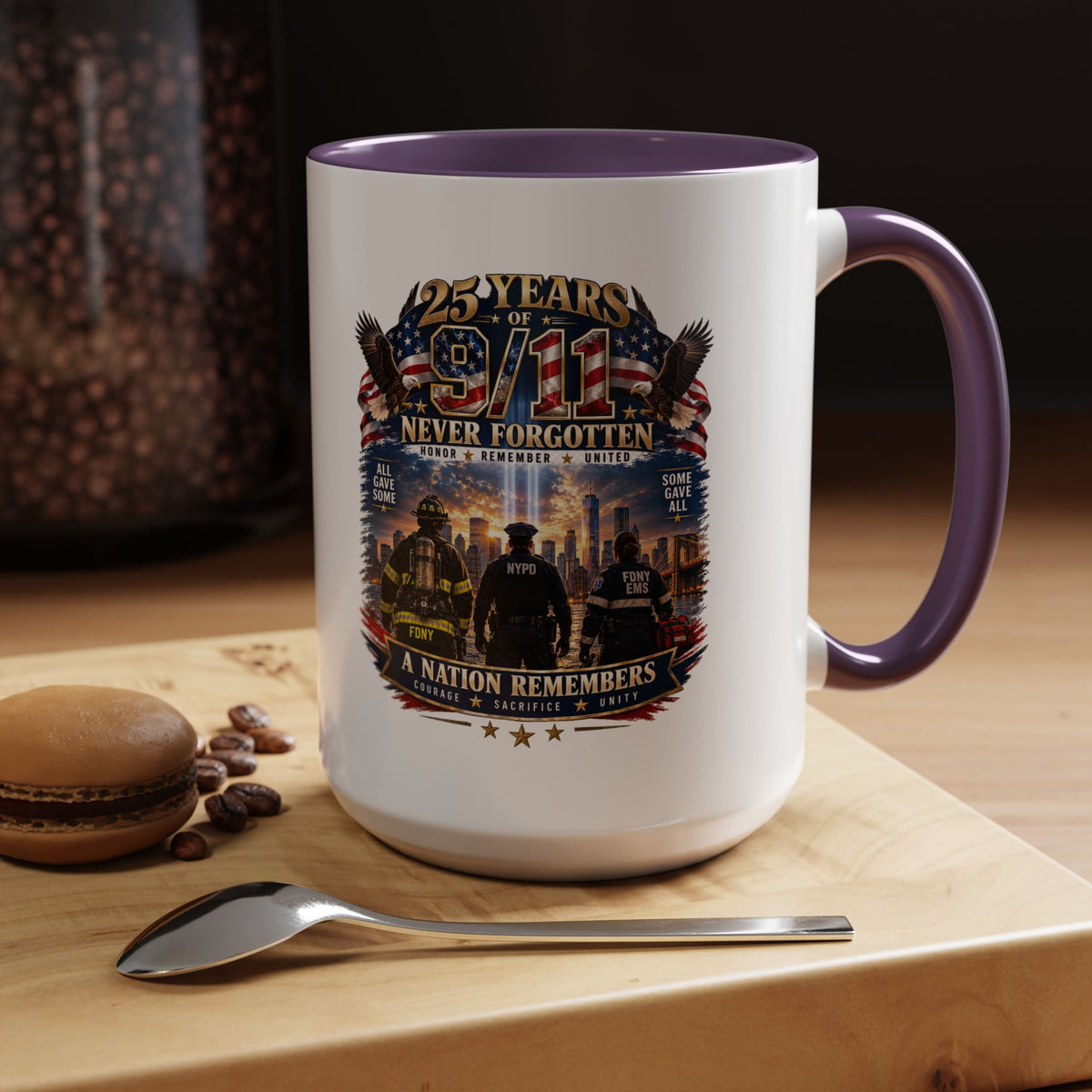 11oz/15oz Coffee Mug — 25 Years of 9/11 Never Forgotten Memorial Design