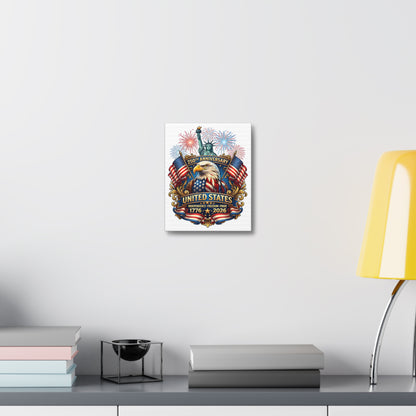 United States 250th Anniversary Stretched Canvas – 1776–2026 Eagle & Statue of Liberty Patriotic Wall Art