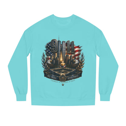 9/11 Memorial Crewneck Sweatshirt — We Will Never Forget Tribute