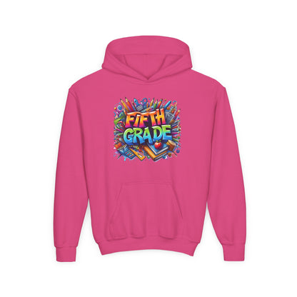 Fifth Grade Kids Hoodie - Colorful School Supplies Back-to-School Sweatshirt