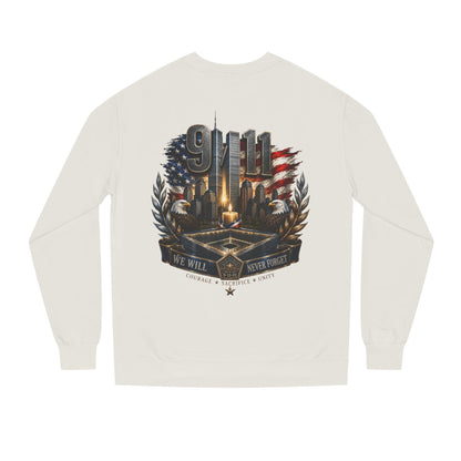 9/11 Memorial Crewneck Sweatshirt — We Will Never Forget Tribute