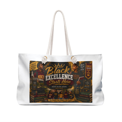 Black Excellence Weekender Bag — "Black Excellence Starts Here" Travel Tote