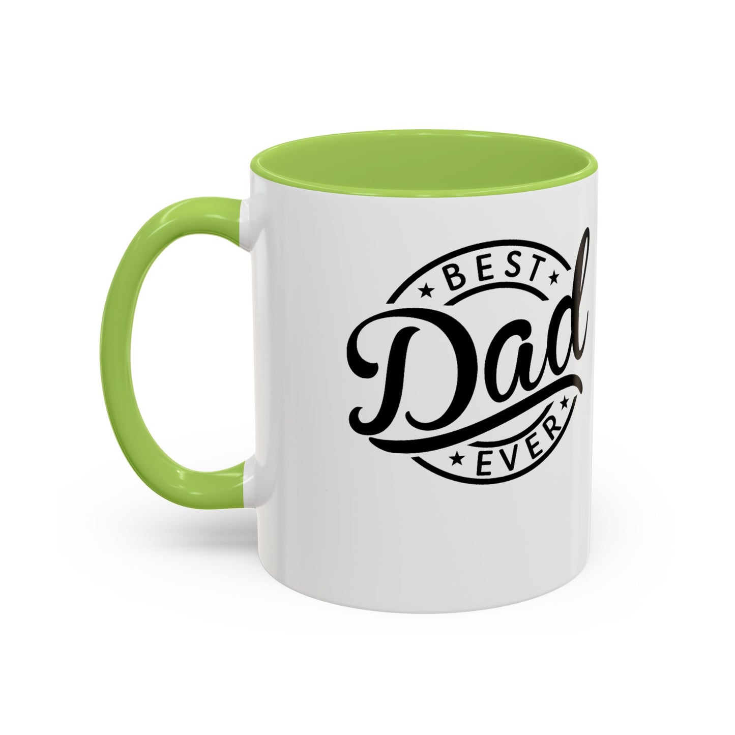 Best Dad Ever Accent Coffee Mug — Black Handle & Inner Rim, Father's Day Gift (11oz & 15oz)