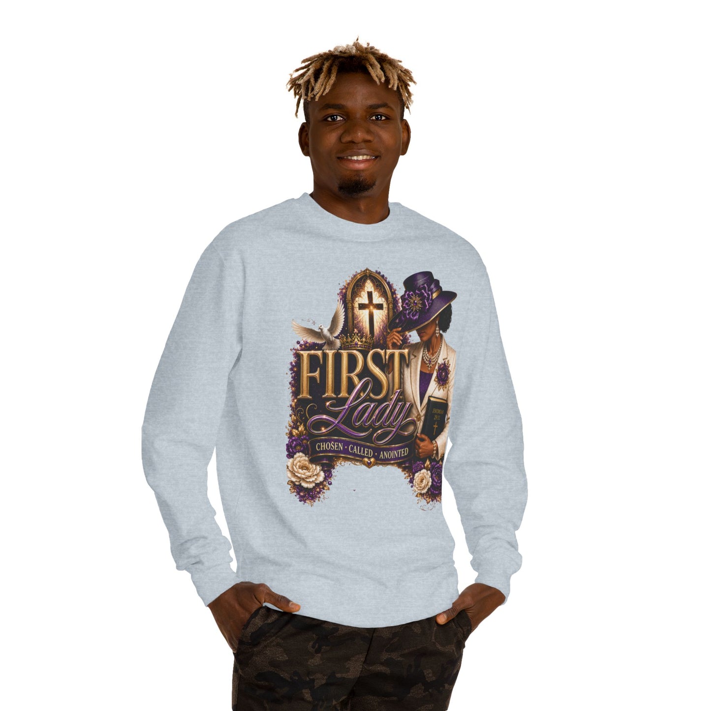 First Lady Church Sweatshirt – Christian Women’s Faith Graphic Crewneck