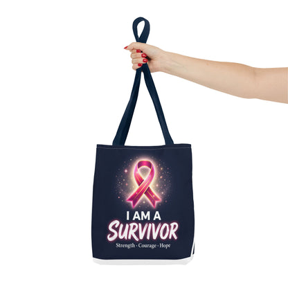Survivor Ribbon Tote Bag — "I Am A Survivor" Breast Cancer Awareness Tote