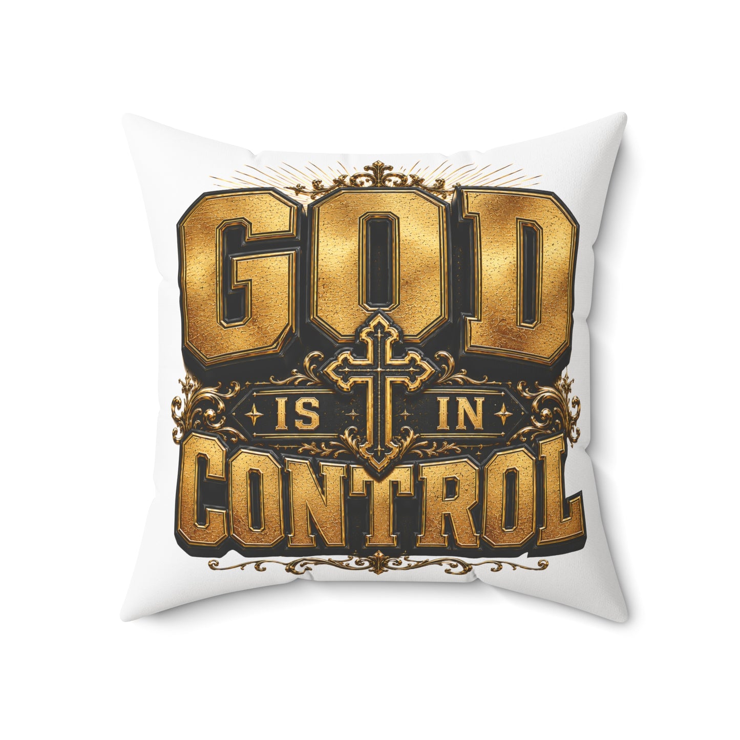 God Is In Control Decorative Pillow — Faith Christian Square Throw Pillow