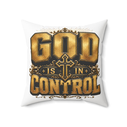 God Is In Control Decorative Pillow — Faith Christian Square Throw Pillow
