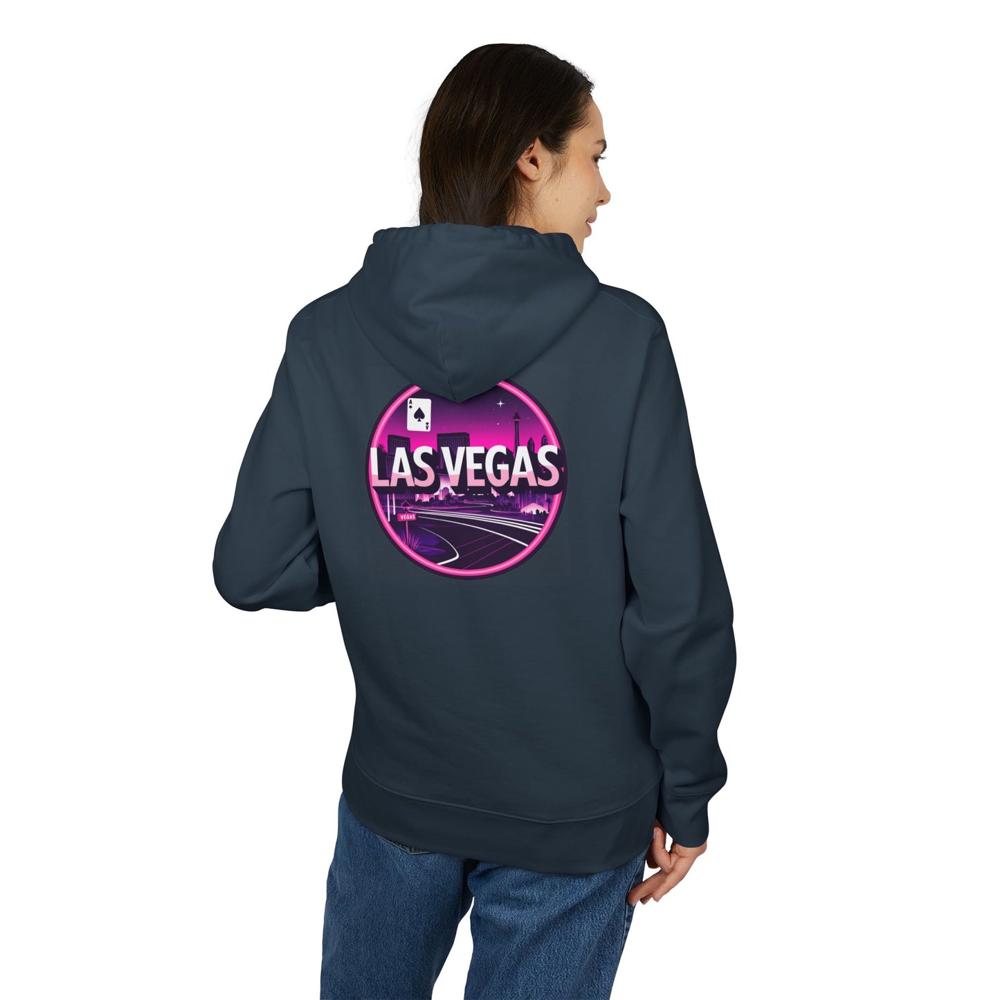 Las Vegas Neon Circle Hoodie — Retro Casino Skyline Pullover
