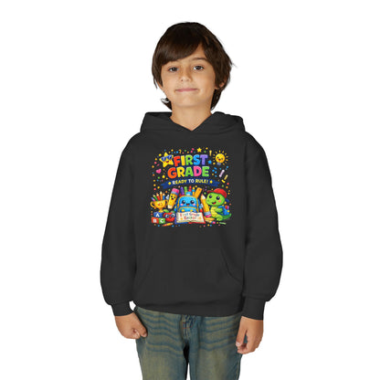 First Grade Hoodie - "First Grade Ready To Rule" Kids Back-to-School Sweatshirt