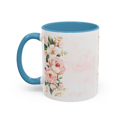 Mom Floral Accent Coffee Mug — Pink Roses Mother's Day Gift (11/15oz)