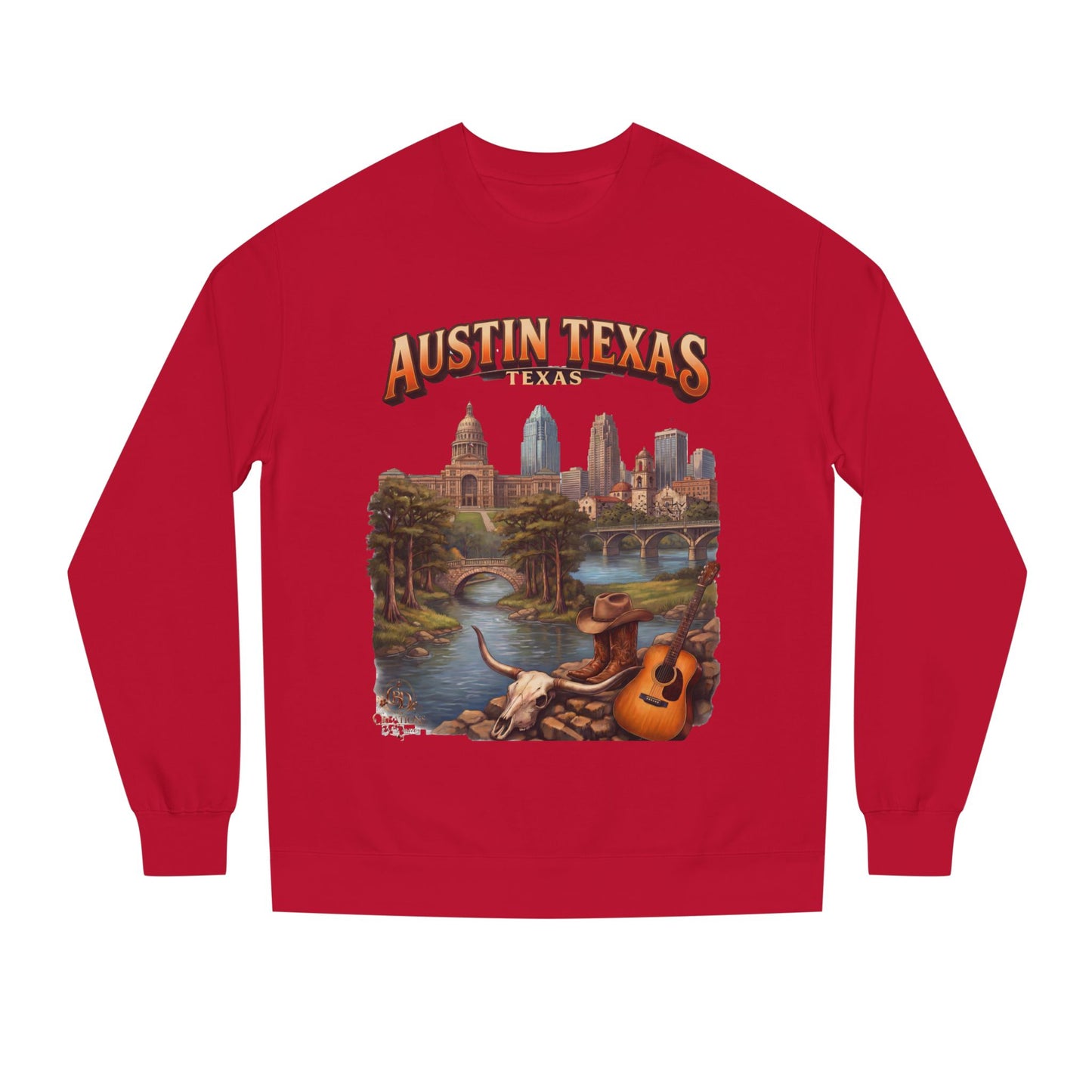 Austin Texas Sweatshirt — Vintage Cityscape & Guitar Crewneck