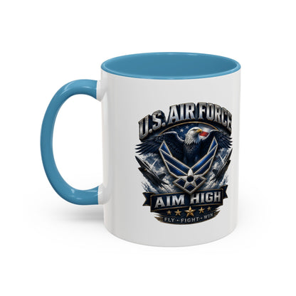U.S. Air Force Accent Coffee Mug — Aim High Eagle Design (11/15 oz)