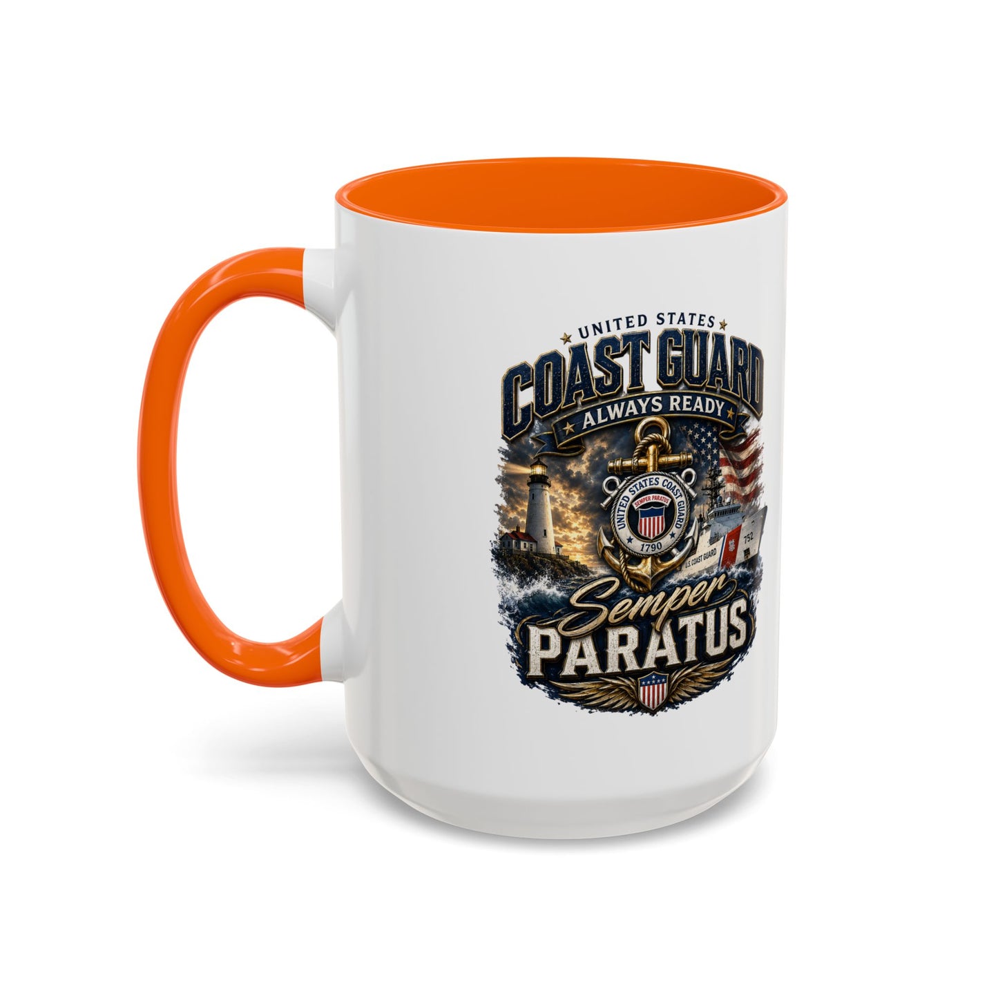 Coast Guard Semper Paratus Accent Coffee Mug – Patriotic Military Gift (11/15oz)