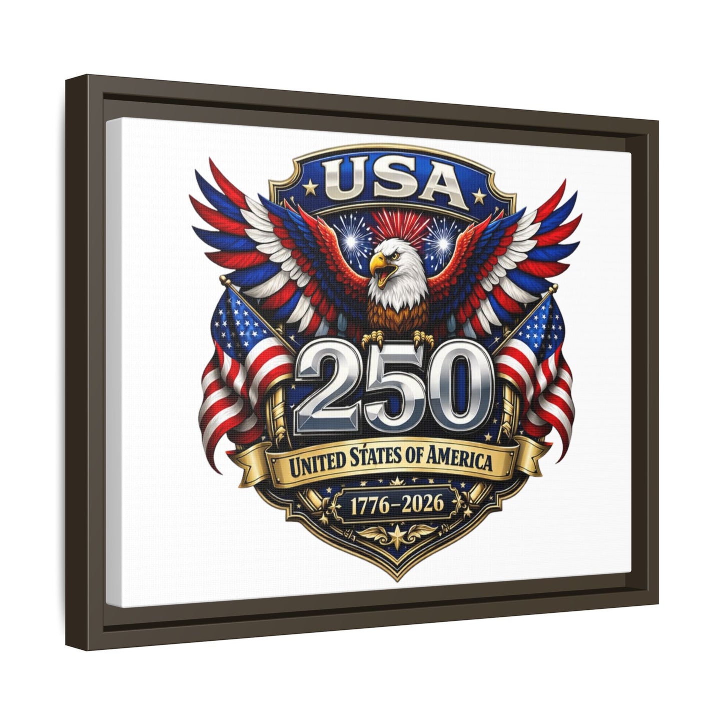 USA 250 Anniversary Framed Canvas — Patriotic Eagle 1776–2026 Wall Art