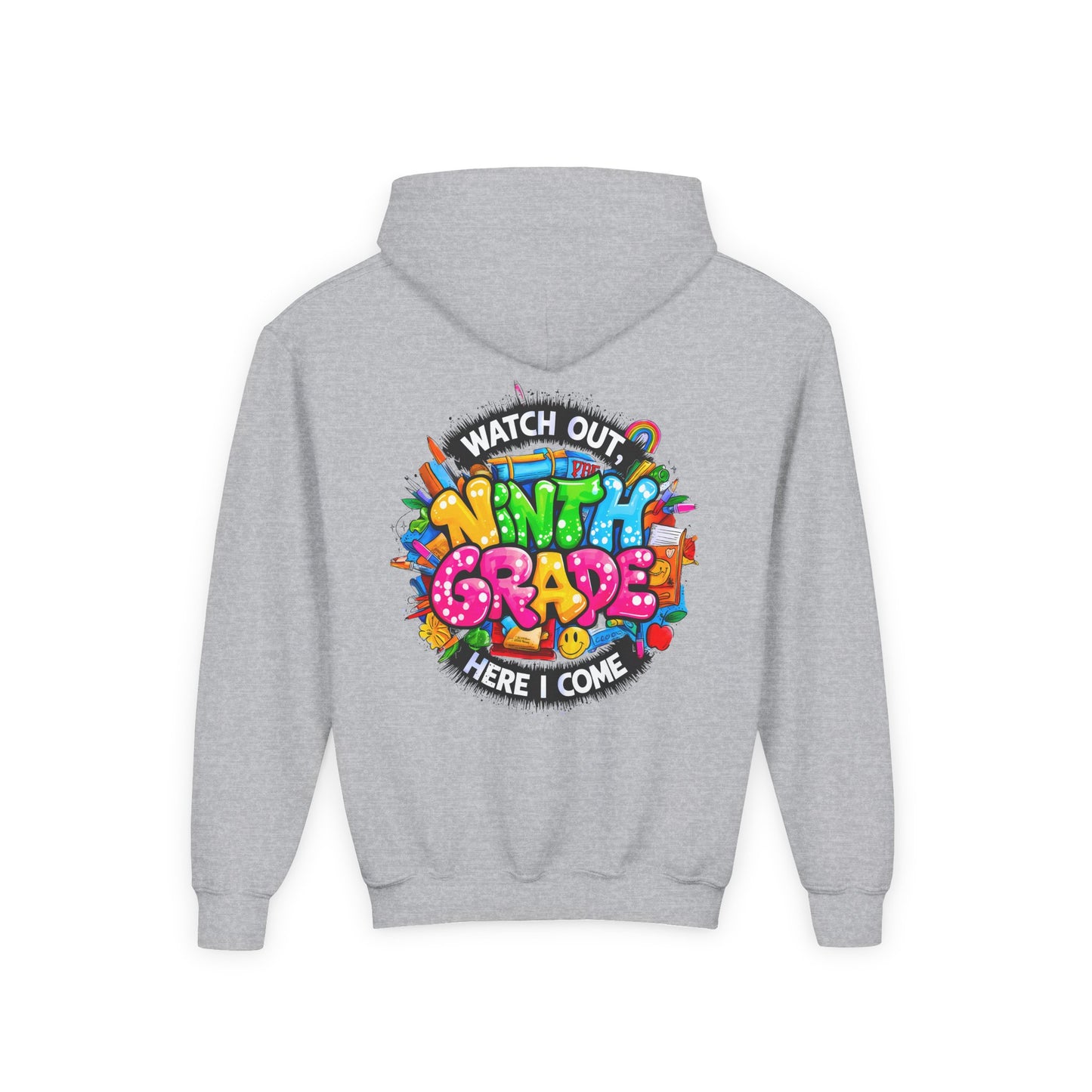 Kids' 4th Grade Hoodie – "Watch Out 4th Grade Here I Come" Colorful Back-to-School Sweatshirt