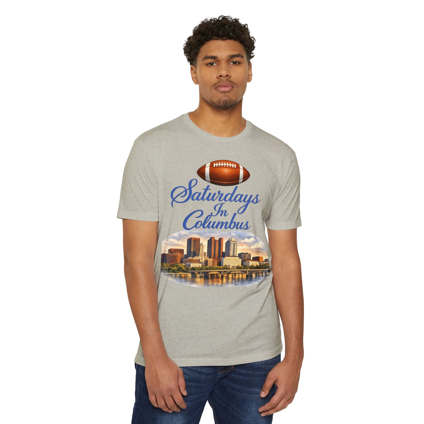 Saturdays in Columbus Football T-Shirt — City Skyline Game Day Tee