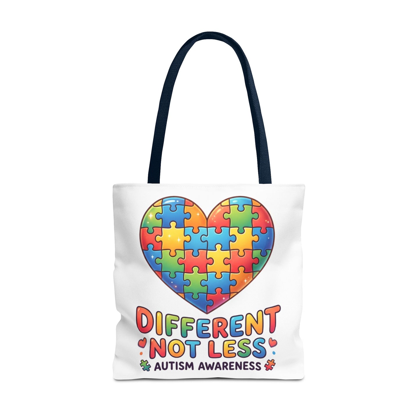 Autism Awareness Tote Bag — "Different Not Less" Puzzle Heart