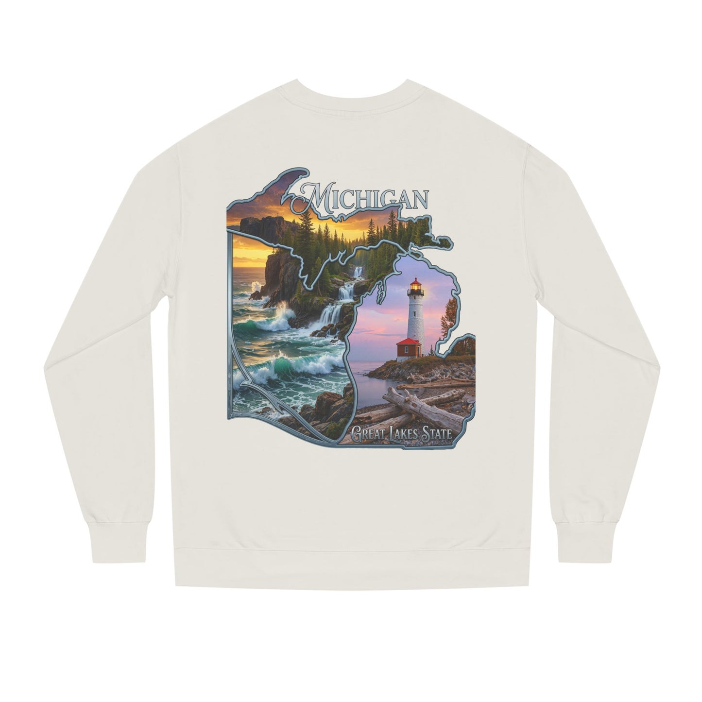Michigan Lakes State Sweatshirt — Lighthouse & Great Lakes Scenic Pullover