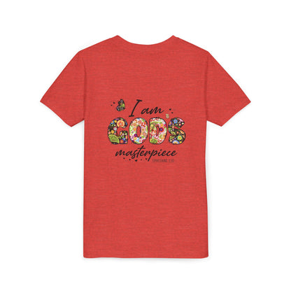 I Am God’s Masterpiece Youth Tee — Floral Christian Inspirational Shirt