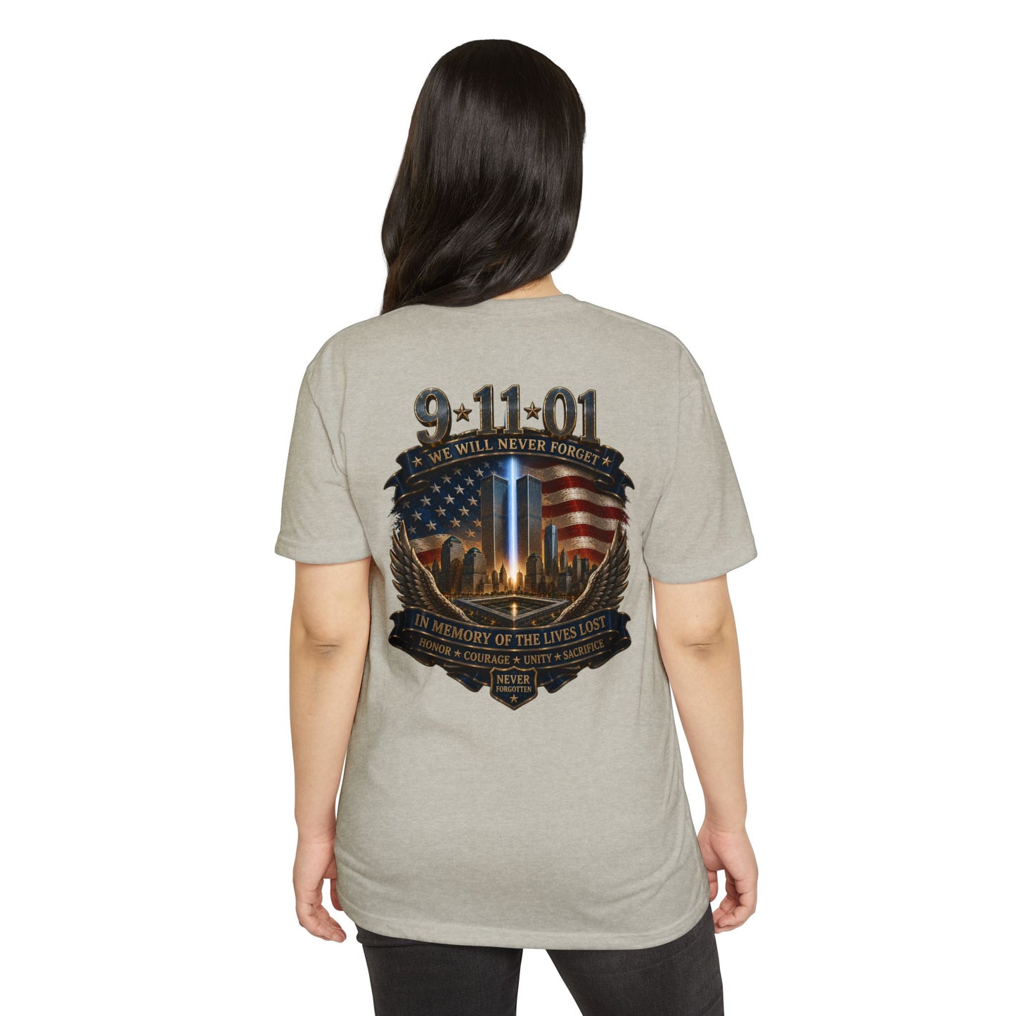 9/11 Memorial T-Shirt — "We Will Never Forget" Tribute Tee