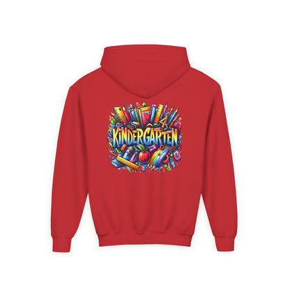 Kindergarten Kids Hoodie — Colorful School Supplies Back-to-School Sweatshirt