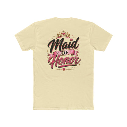 Maid of Honor T-Shirt — Bridal Party Tee with Crown & Pink Ribbon Design