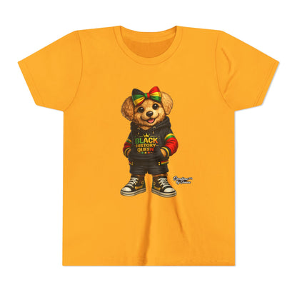 Youth Tee — Black History Queen Bear Graphic T-Shirt