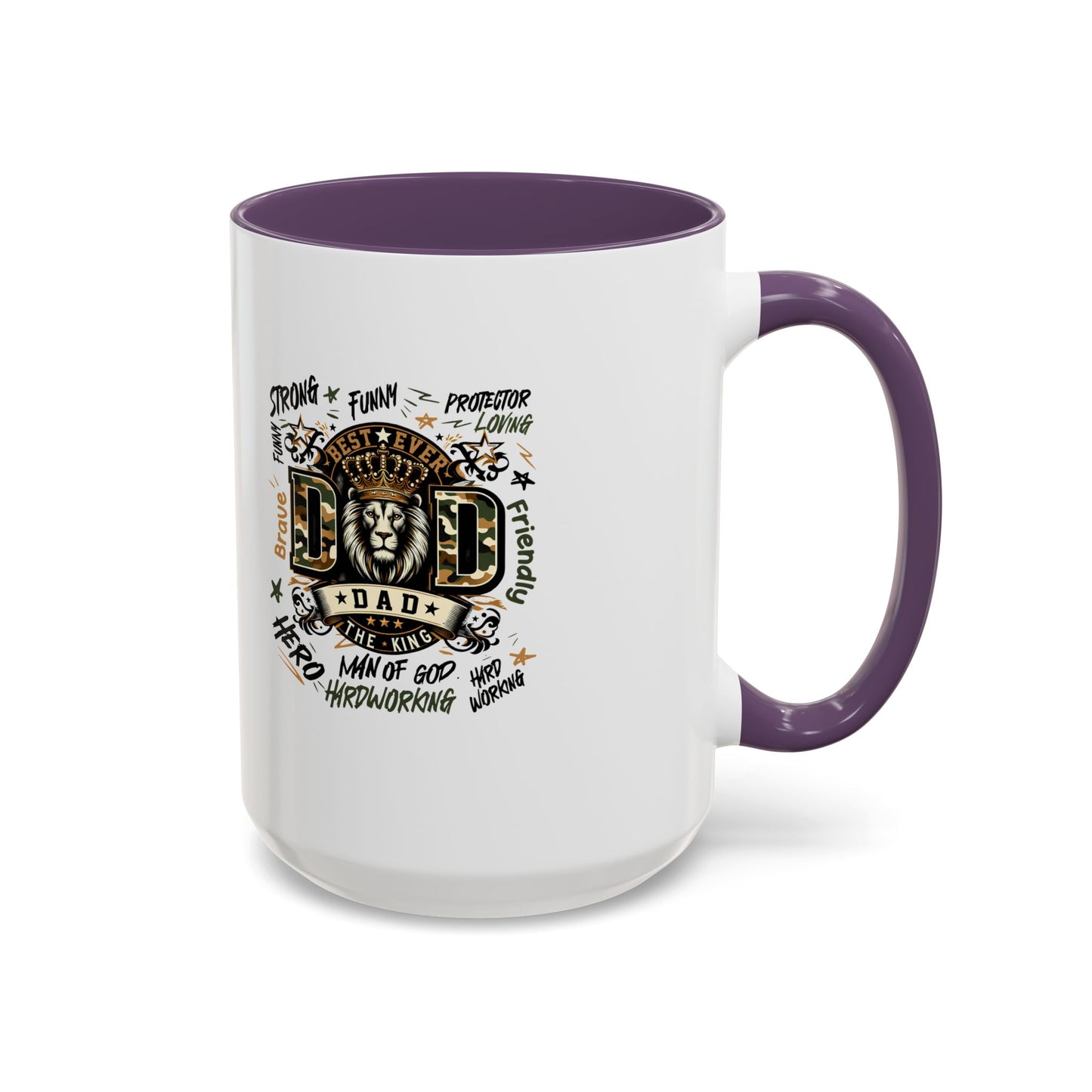 Dad King Lion Coffee Mug — 'Dad: The King' Accent 11/15oz Gift