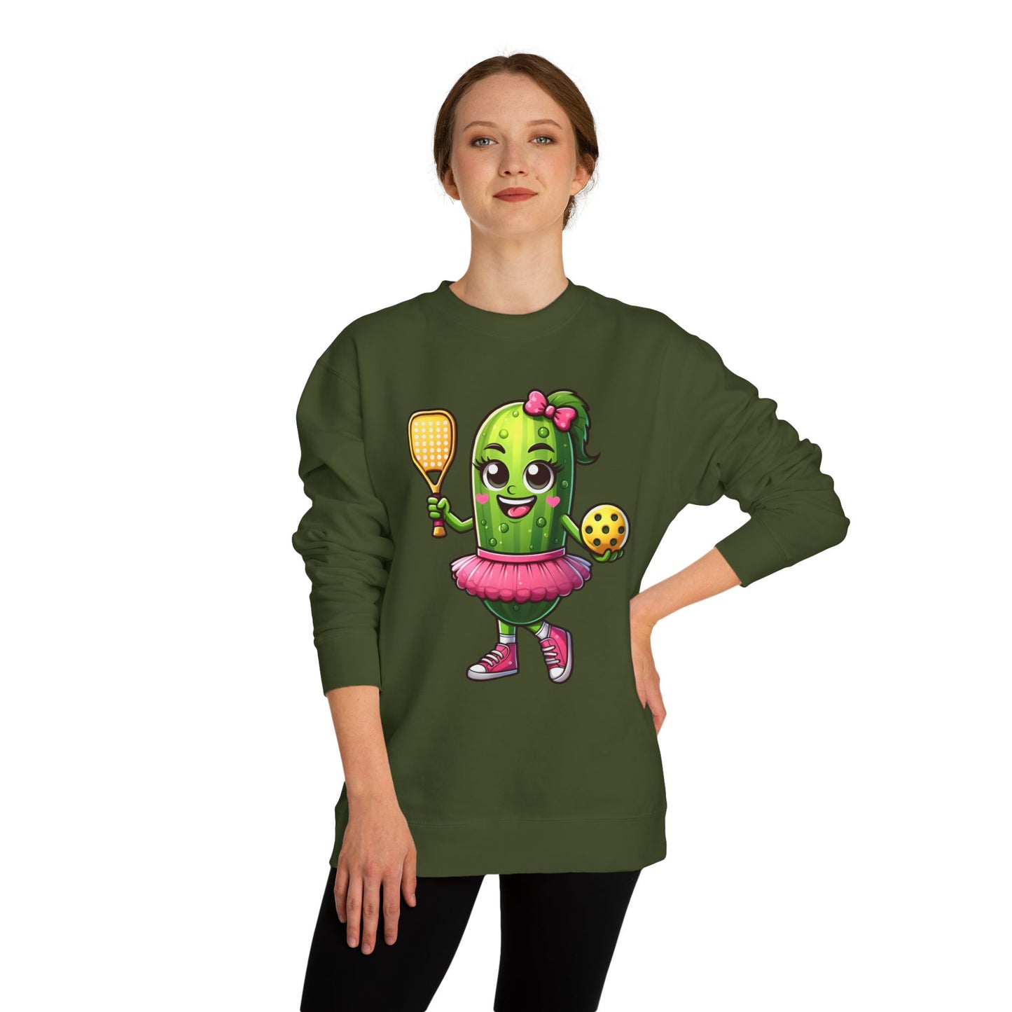 Pickle Paddle T-Shirt — Cute Pickle Playing Pickleball Crewneck
