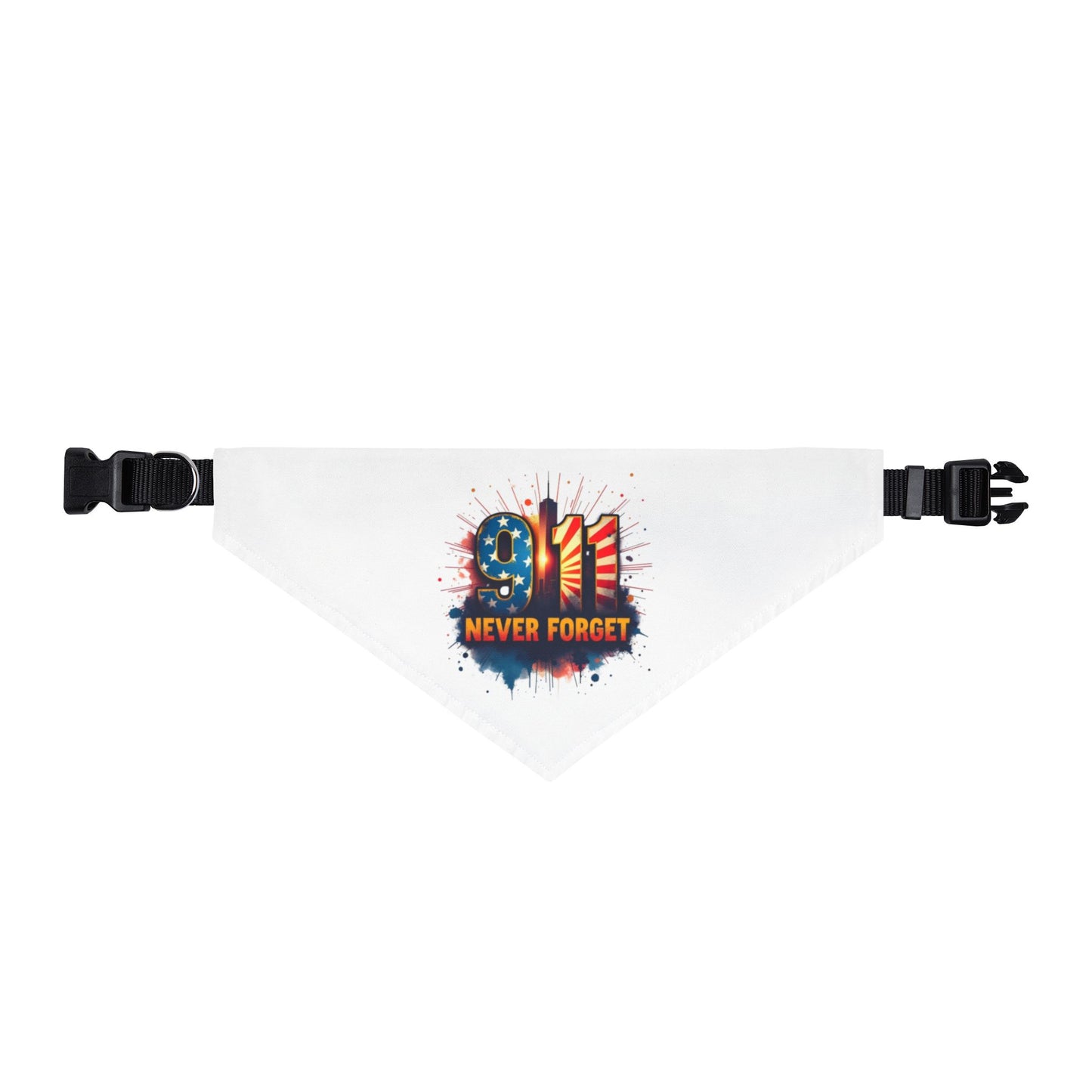 911 Never Forget Clip-On Pet Bandana — Patriotic 9/11 Remembrance Dog Scarf