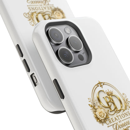 Magnetic Impact-Resistant Phone Case — Gold Floral Crest Logo
