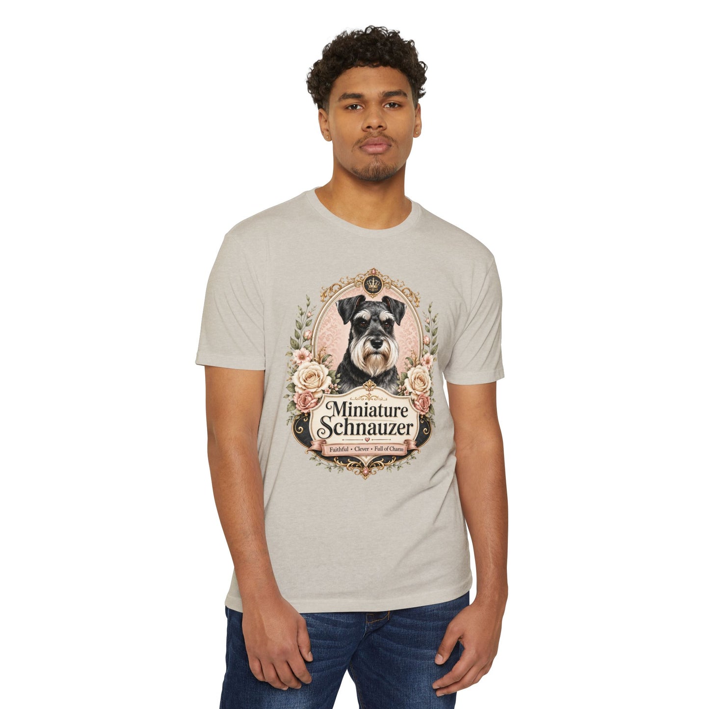 Miniature Schnauzer Floral Portrait T-Shirt