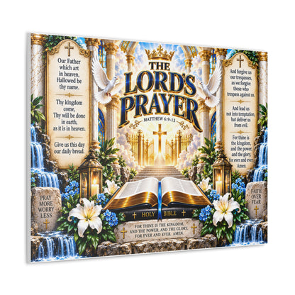 The Lord’s Prayer Canvas Wall Art — Religious Scripture Bible Verse Decor