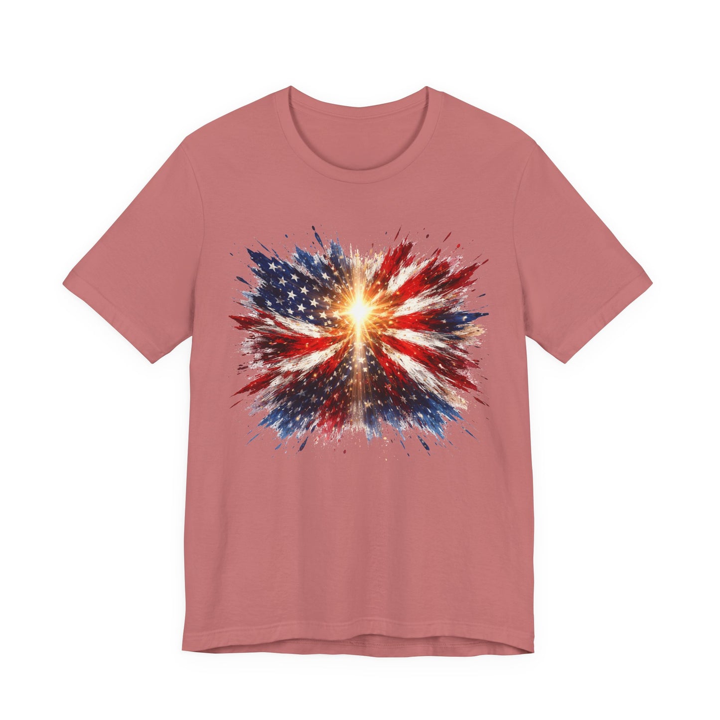 American Flag Explosion T‑Shirt — Patriotic Firework USA Tee