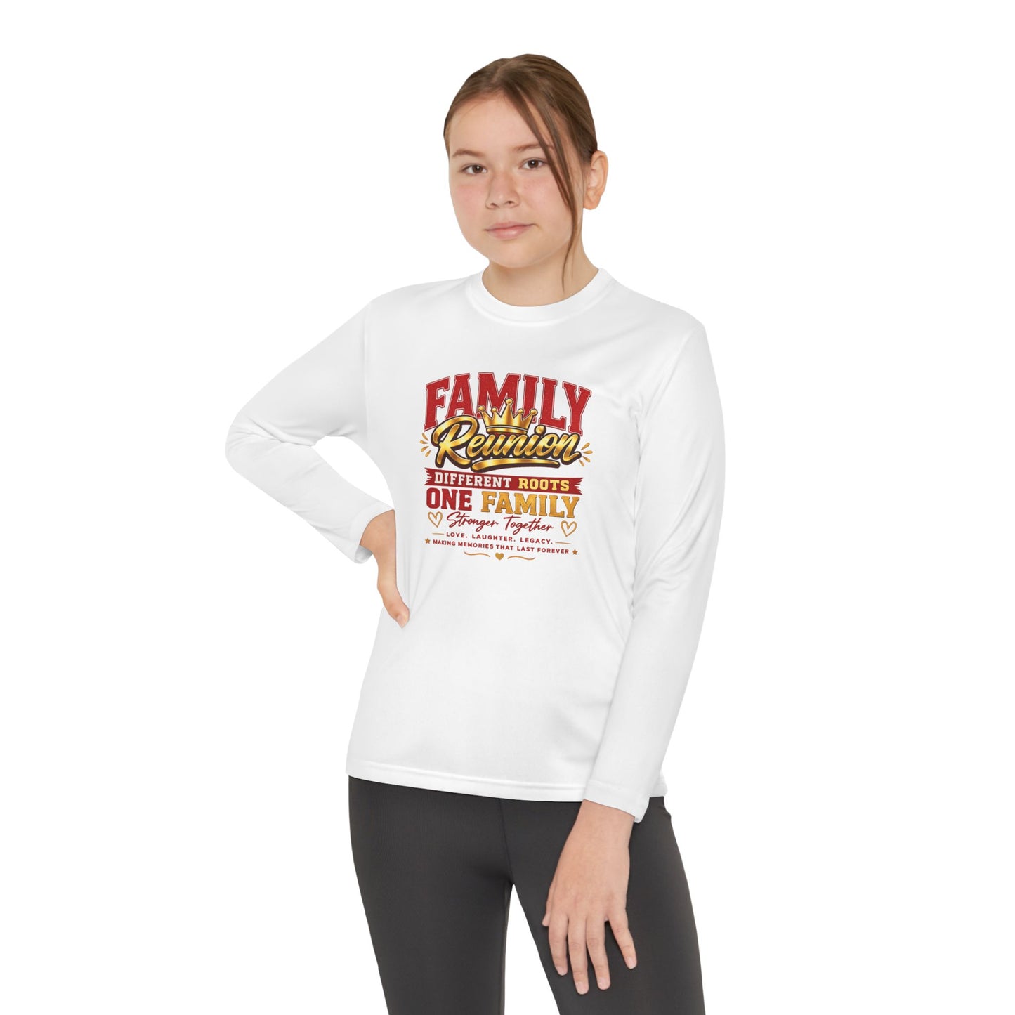 Family Reunion Long Sleeve Tee — "Different Roots One Family" Youth Shirt