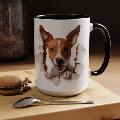 Basenji Puppy Peeking Accent Coffee Mug — Cute Dog Lover Gift (11/15 oz)