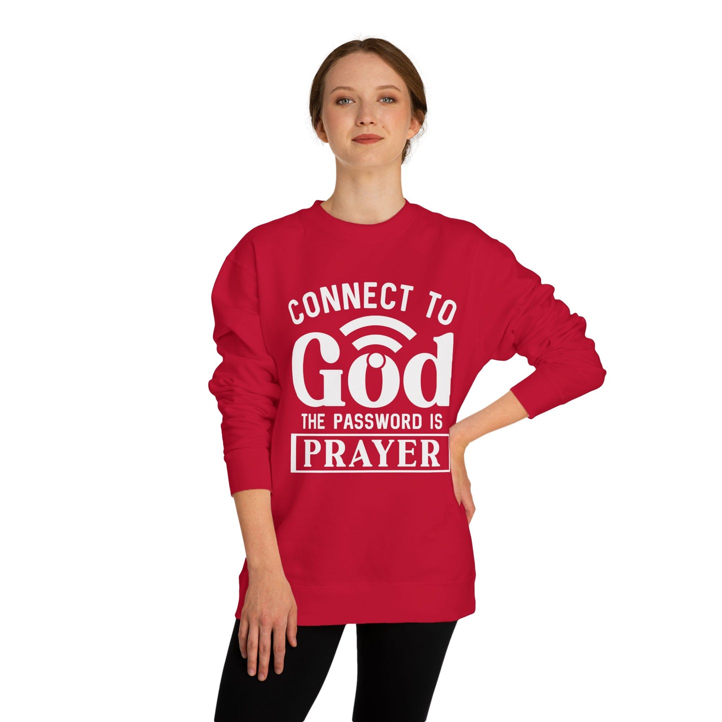 Prayer Sweatshirt — "Connect to God, The Password Is Prayer" Christian Crewneck