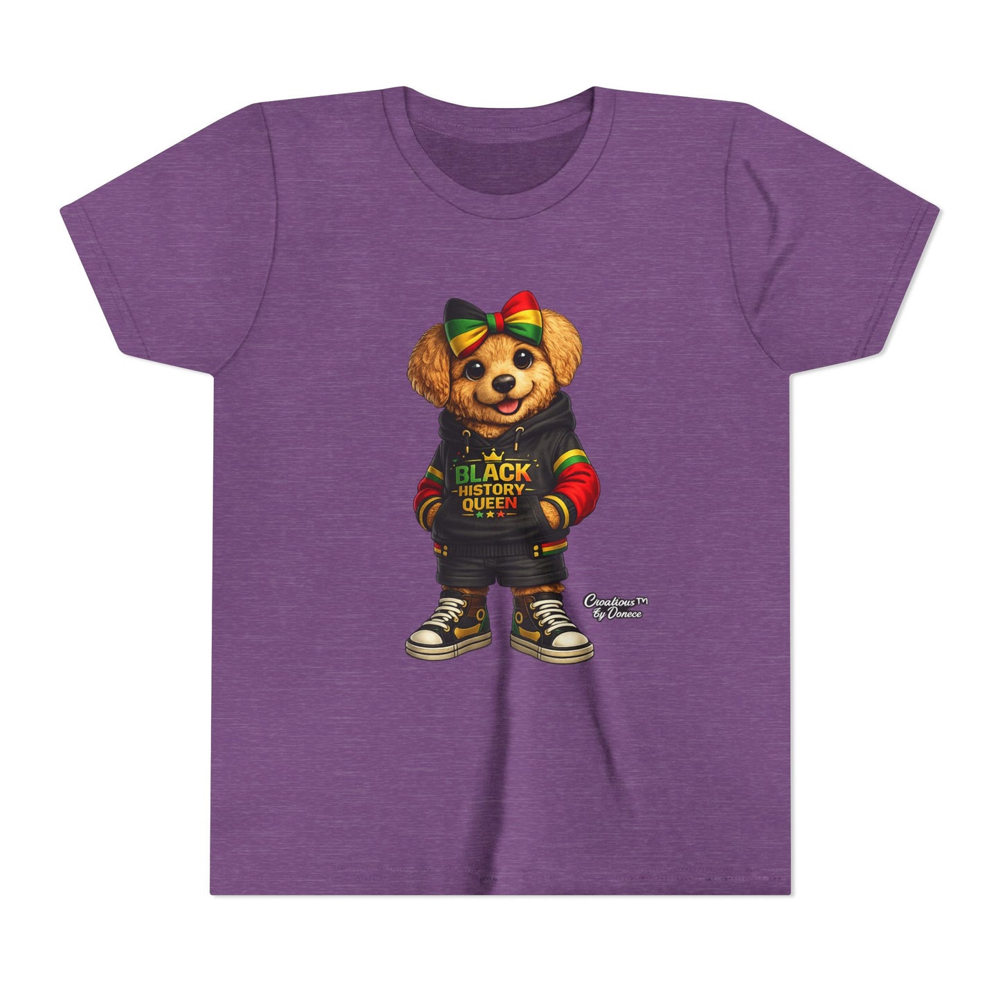 Youth Tee — Black History Queen Bear Graphic T-Shirt
