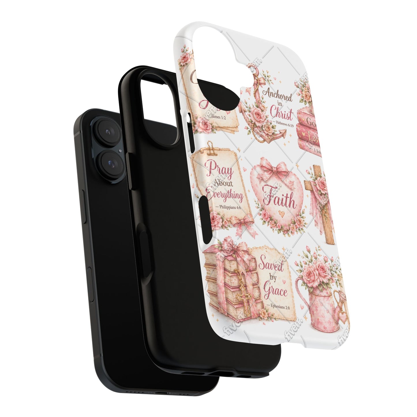 Faith Floral Phone Case – Christian Inspirational Scripture iPhone Cover (Choose Joy, Pray, Faith)