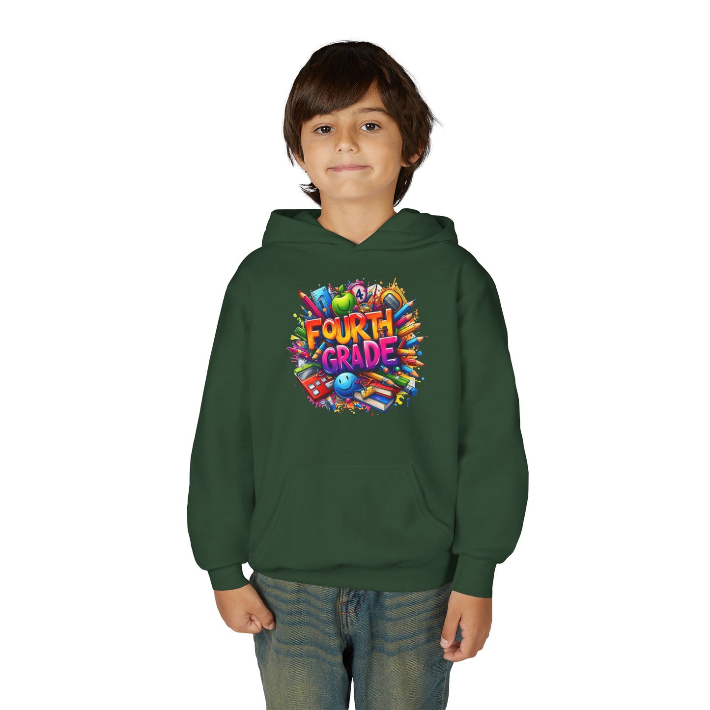 Fourth Grade Youth Hoodie — Colorful Back-to-School Kids Sweatshirt
