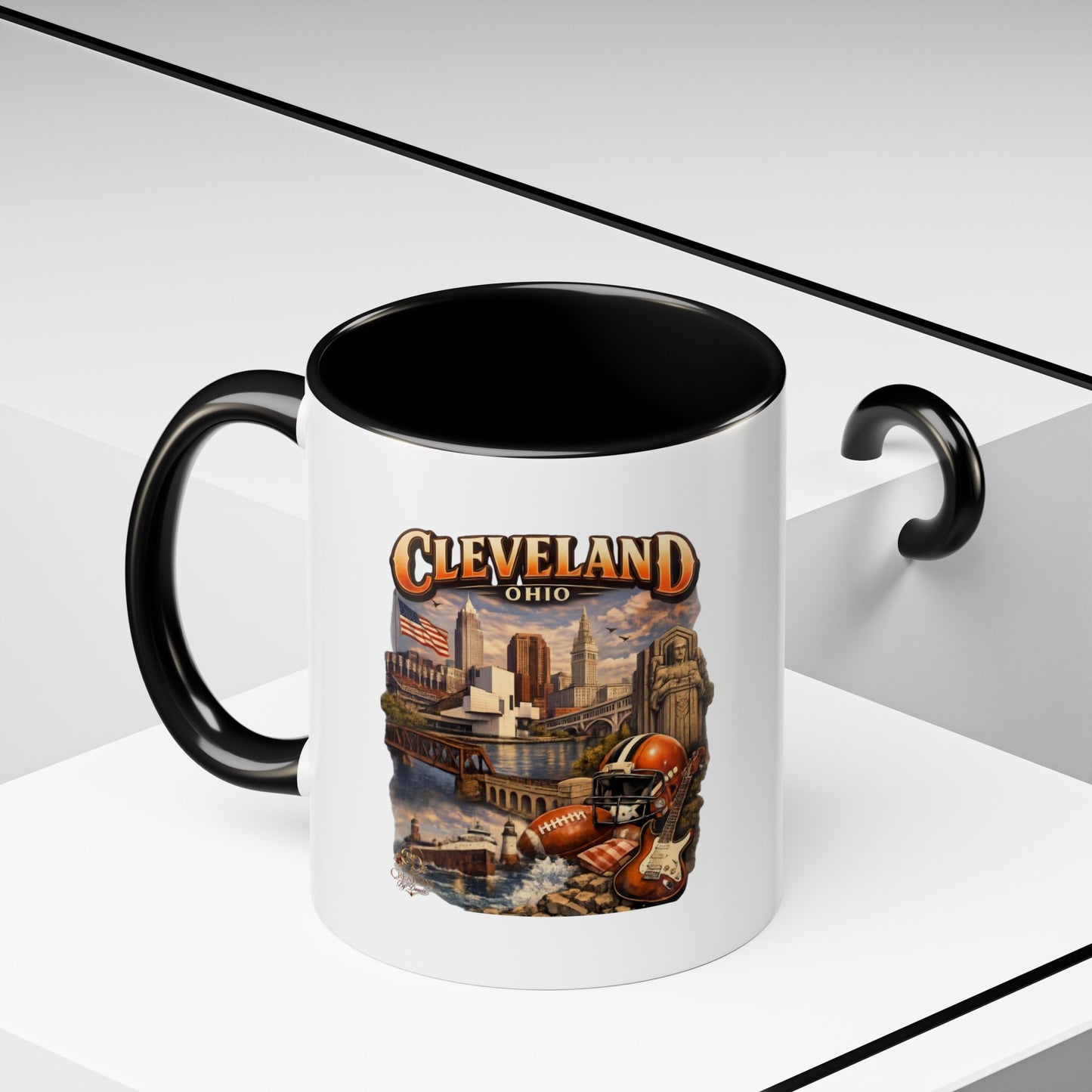 Cleveland Ohio Vintage Football Accent Coffee Mug (11/15oz)