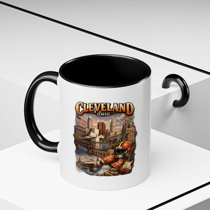 Cleveland Ohio Vintage Football Accent Coffee Mug (11/15oz)