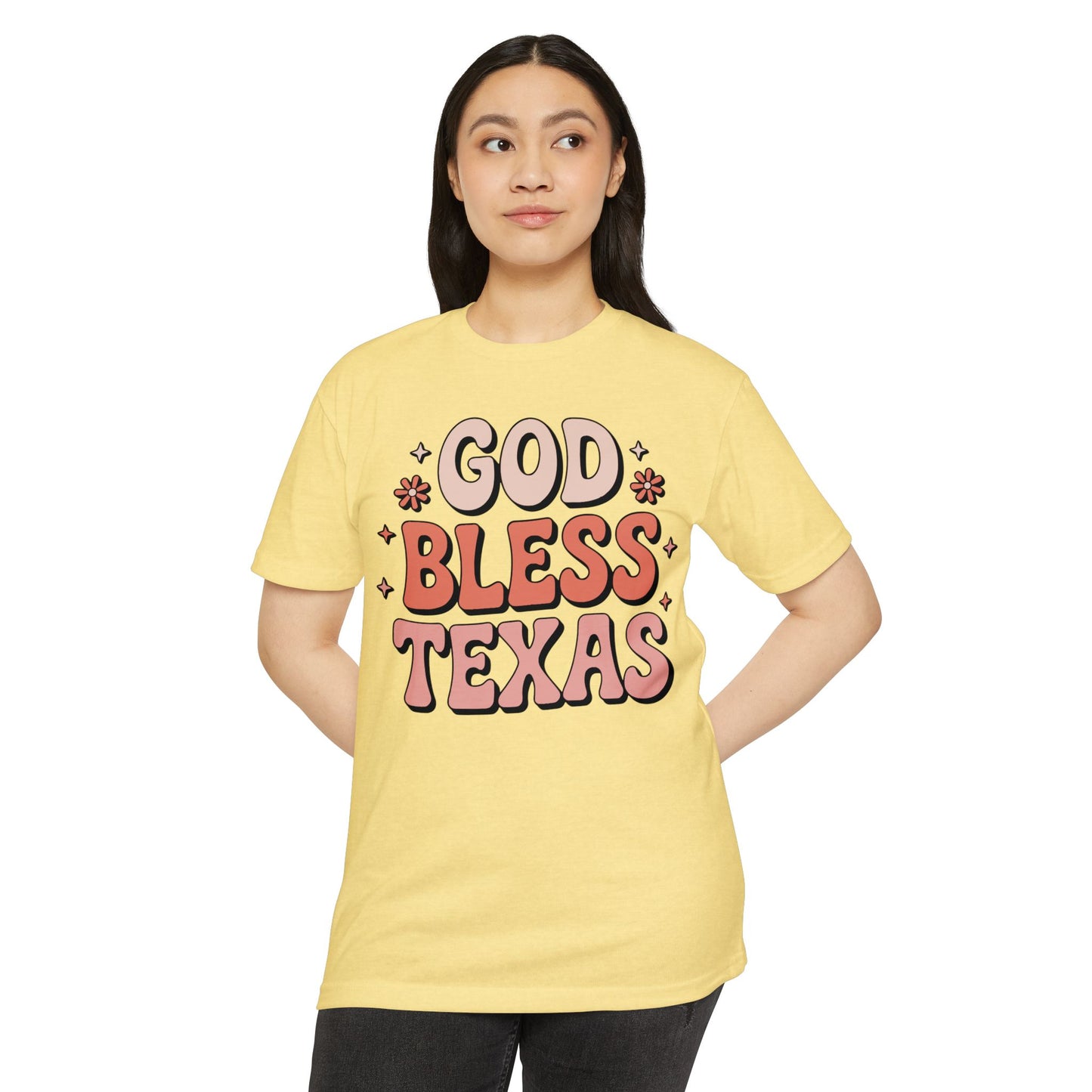 God Bless Texas T-Shirt — Retro Floral State Pride Tee